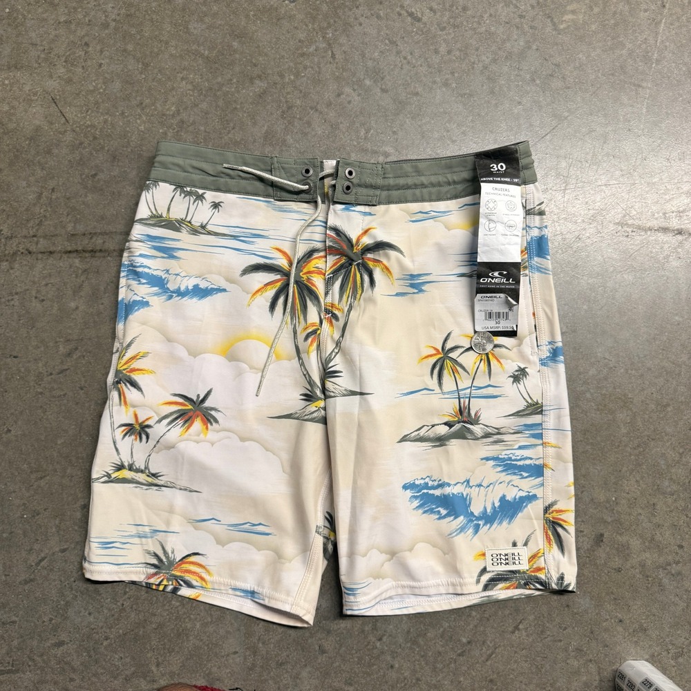 O'Neill Cruzer Board Shorts Mens 30 Tropical Tree Hyperfreak Stretch‎ SP4106016D